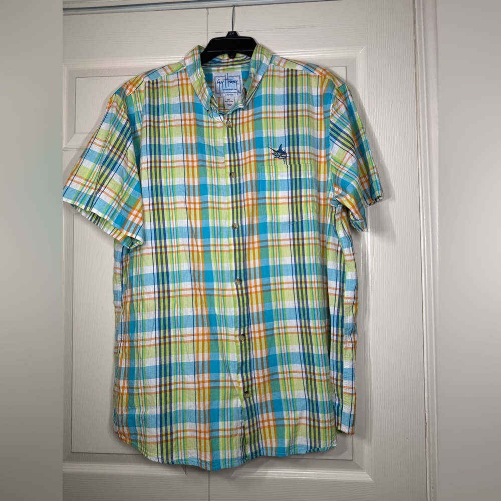 Guy Harvey Men’s Cotton Plaid‎ Multicolor Button Down Shirt